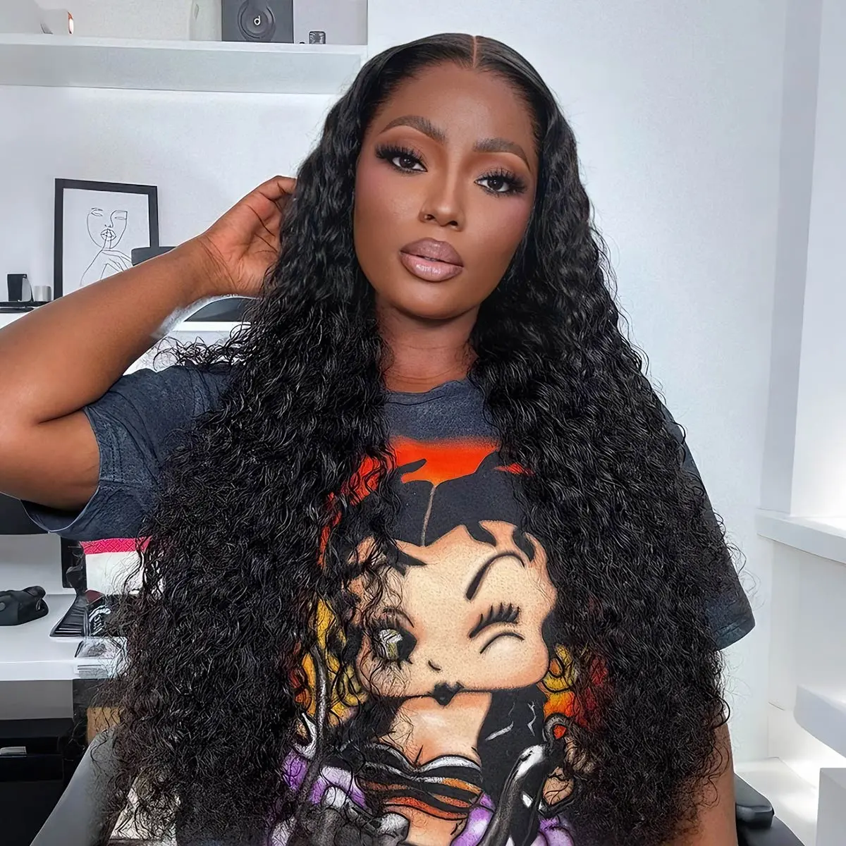 OQ HAIR 7x5 Water Wave Wear Go Wig Free Upgrade With Drawstring Pre-Everyting Human Hair Lace Front Wigs Pre Plucked Bleached Knots for Beginners Friendly Human Hair Wigs