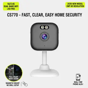 CS770 5G/2.4G Dual Band WiFi Security Camera, 2MP HD Indoor Smart Home Monitor with Full Color Night Vision, Magnetic Mount, AI Human Detection & Two-Way Audio