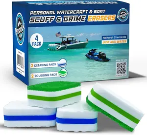WavesRx PWC & Boat Erasers - Boat Cleaner Pads & Polishing Sponges for Grime & Scuffs - Marine Eraser for Scuffs,Dirt, Salt & Grime - Cleaning Supplies for Jet Ski Boat Accessories Marine Cleaning Kit