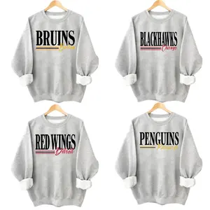 Gildan Ash Grey Vintage 90s Hockey All Team Crewneck Sweatshirt, Gift for Hockey Fans Sweatshirt, Gift for Men and Women