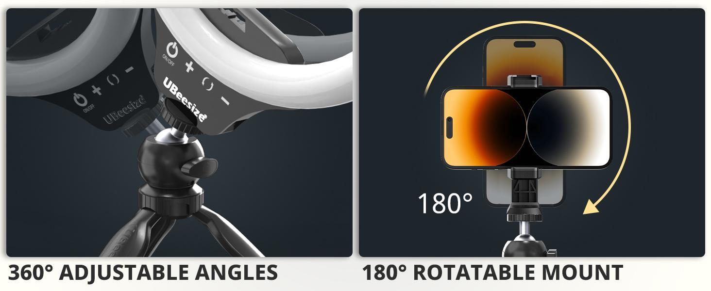 UBeesize 10" Selfie Ring Light with Bluetooth Tripod & Phone Holder Dimmable LED Light for Makeup TikTok YouTube Live Streaming Compatible with iPhone & Android