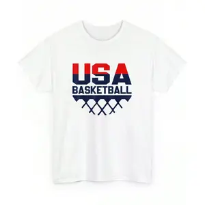 USA Team Sports Basketball Hobby Sport Design Gift Classic Unisex White T Shirt - Vintage Shirt, Unisex Shirt, Soft Fabric, Breathable, Comfortable, Short-Sleeved Retro
