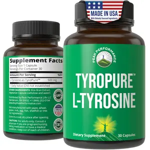 Peak Performance TyroPure L-Tyrosine Supplement 500mg Capsules for Mental Clarity & Dopamine Mood Support Vegan Naturally Fermented Clean Ethical High Bioavailability
