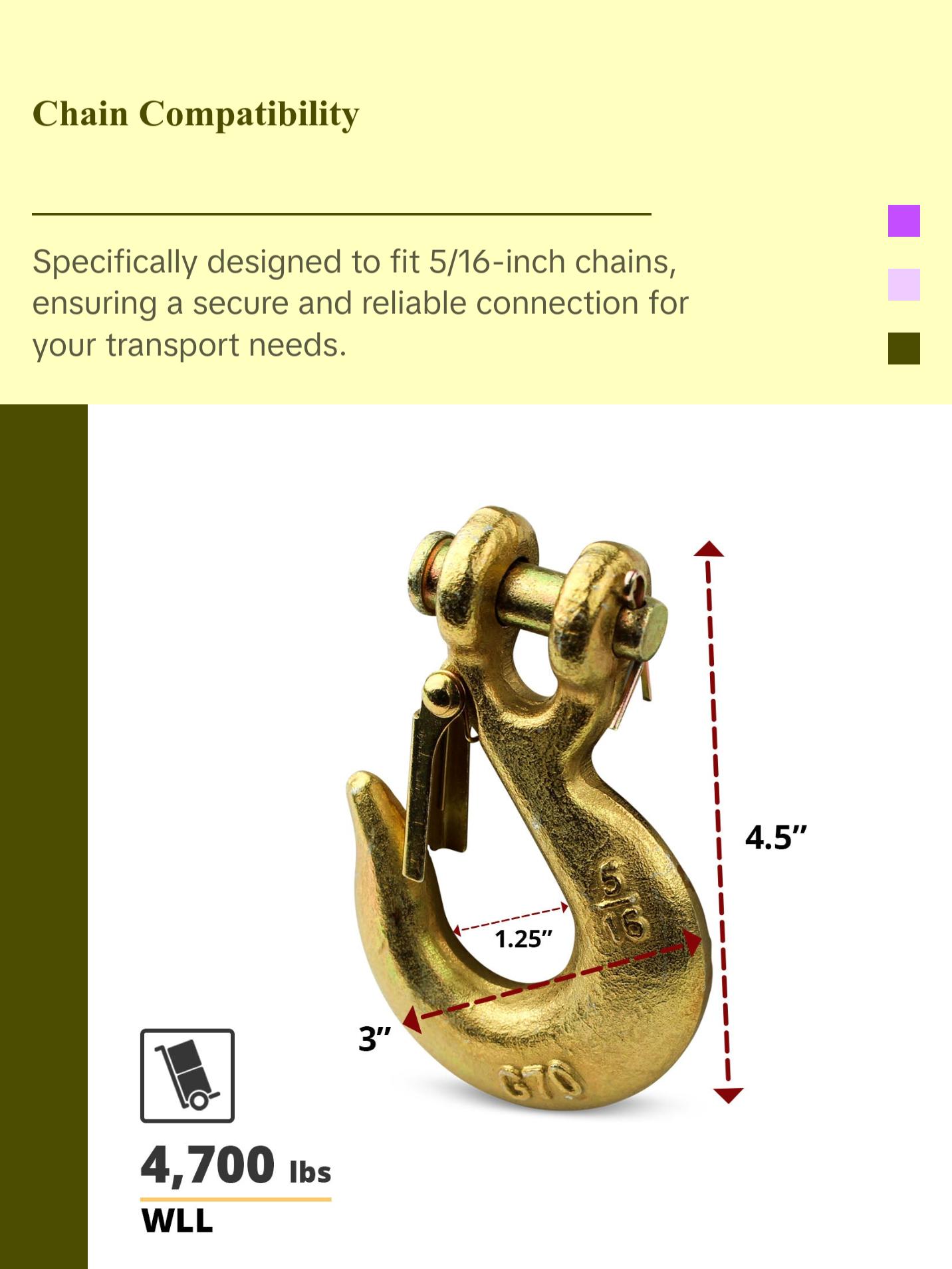 Clevis Slip Hook for G70 Transport Chains, 5/16"