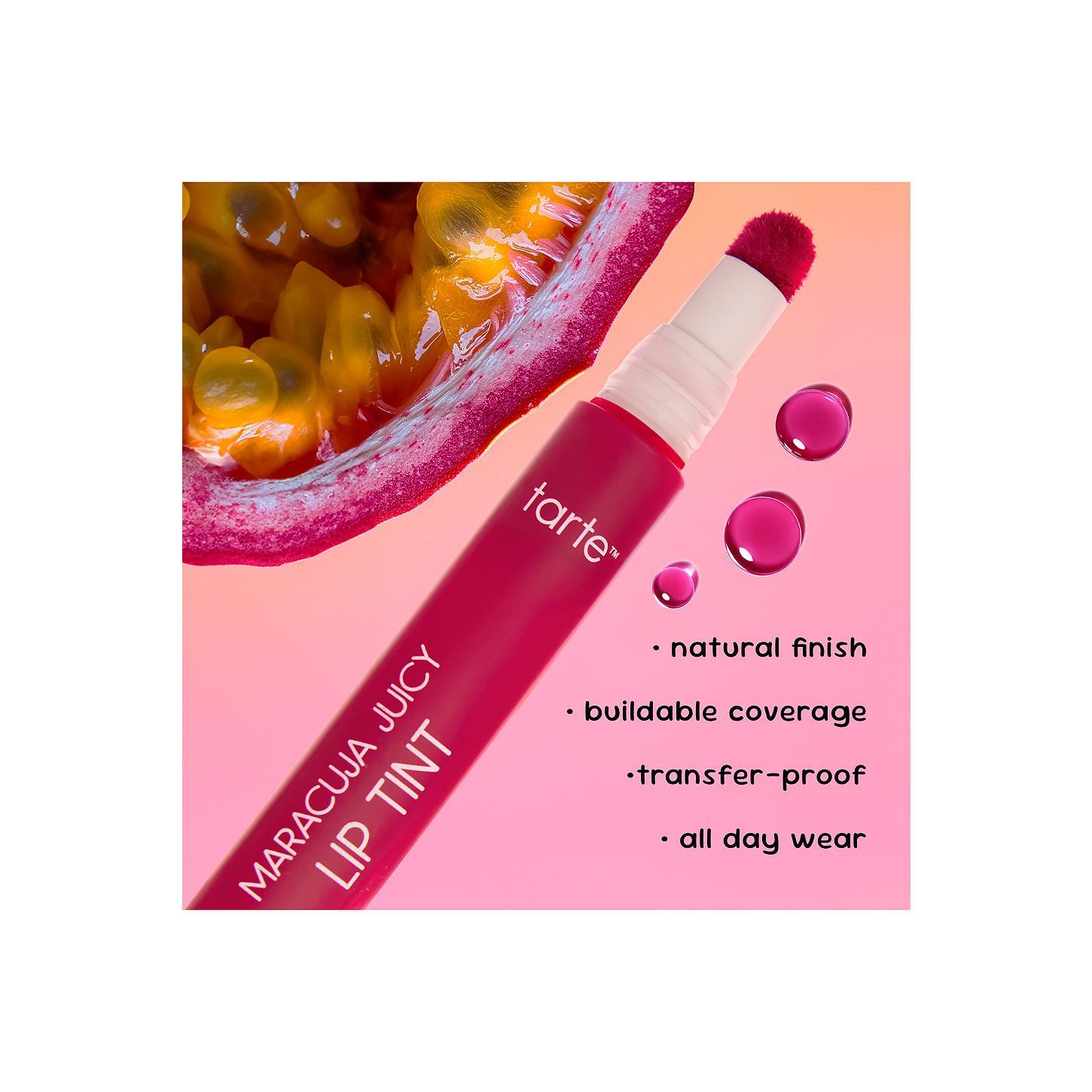 TARTE Maracuja Juicy Lip Tint - Lolli Shade, Hydrating Lipstick with Hyaluronic Acid, Blendable Cosmetic Lip Gloss TARTE Maracuja Juicy Lip Tint - Lolli Shade, Hydrating Lipstick with Hyaluronic Acid, Blendable Cosmetic Lip Gloss