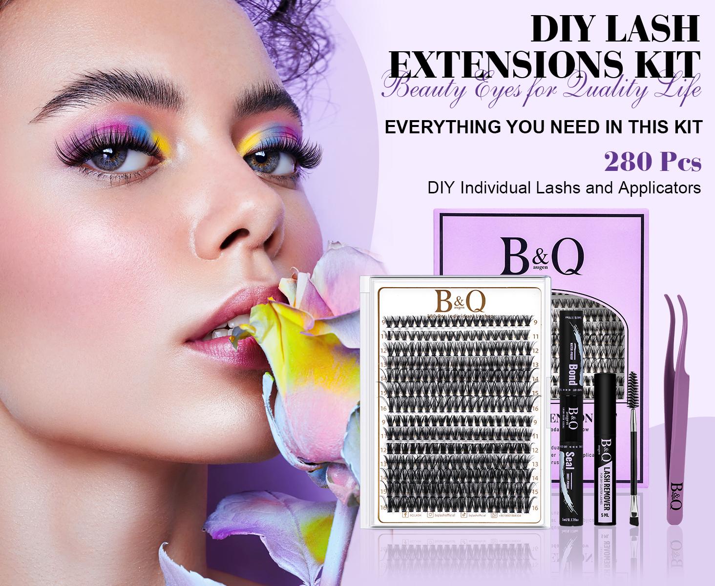 30D+40D Kit l B&Q 280pcs Individual Natural Look Clusters for DIY Eyelashes Extension, Waterproof Long Lasting Beginner Friendly Fake Lashes Stacking Makeup Gift Cosmetic Feb Stockup