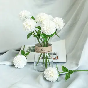 Pack Of 12 Hydrangea Artificial Chrysanthemum Ball Flowers Home Garden Party Office Coffee House Decoration Fake Mums Flowers White Silk Flowers