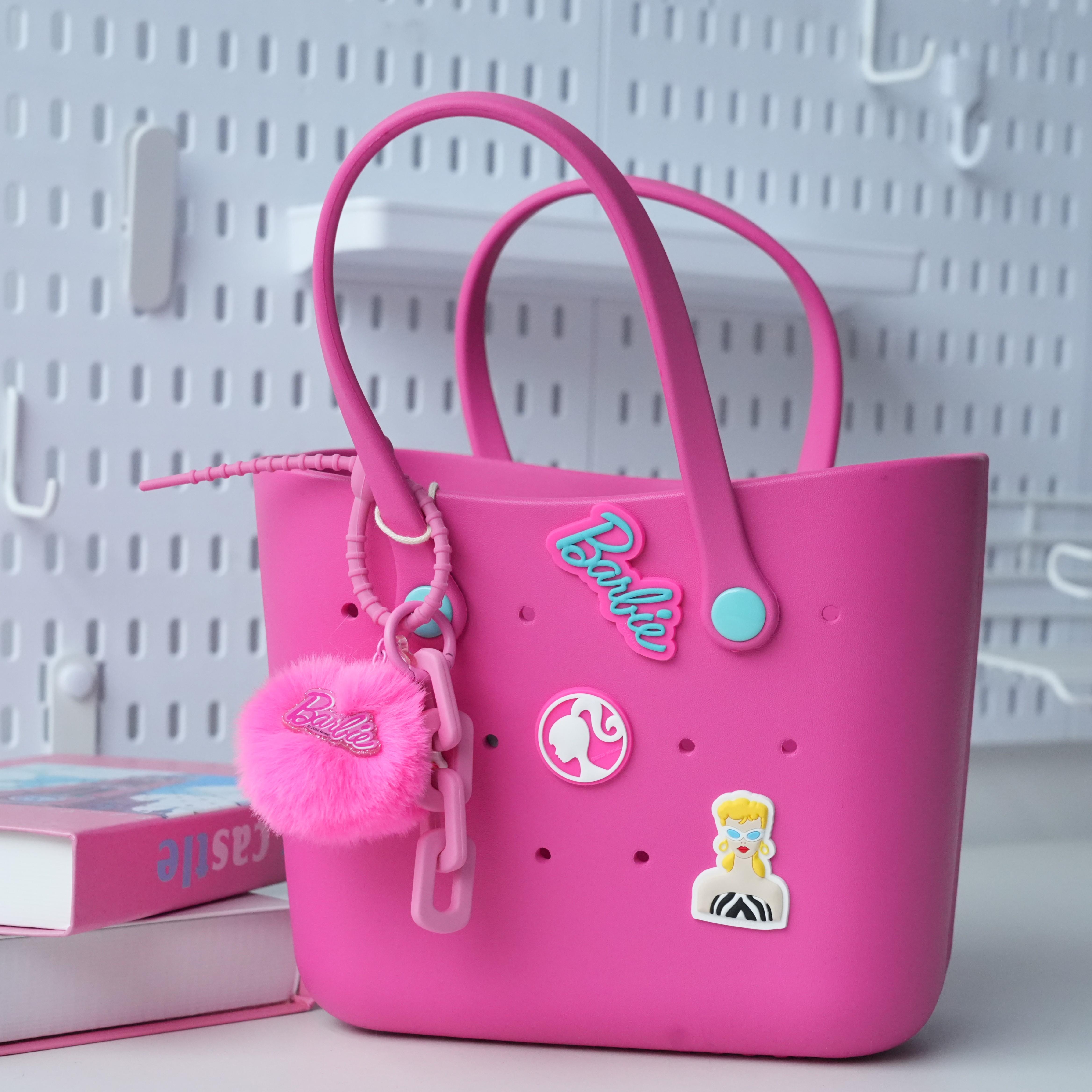 [Crochet Bag with Accessories] Barbie Series Lunch Bag for Women & Girls – Cute Durable Tote with Handle, Perfect for School,Beach,Work & Daily Use