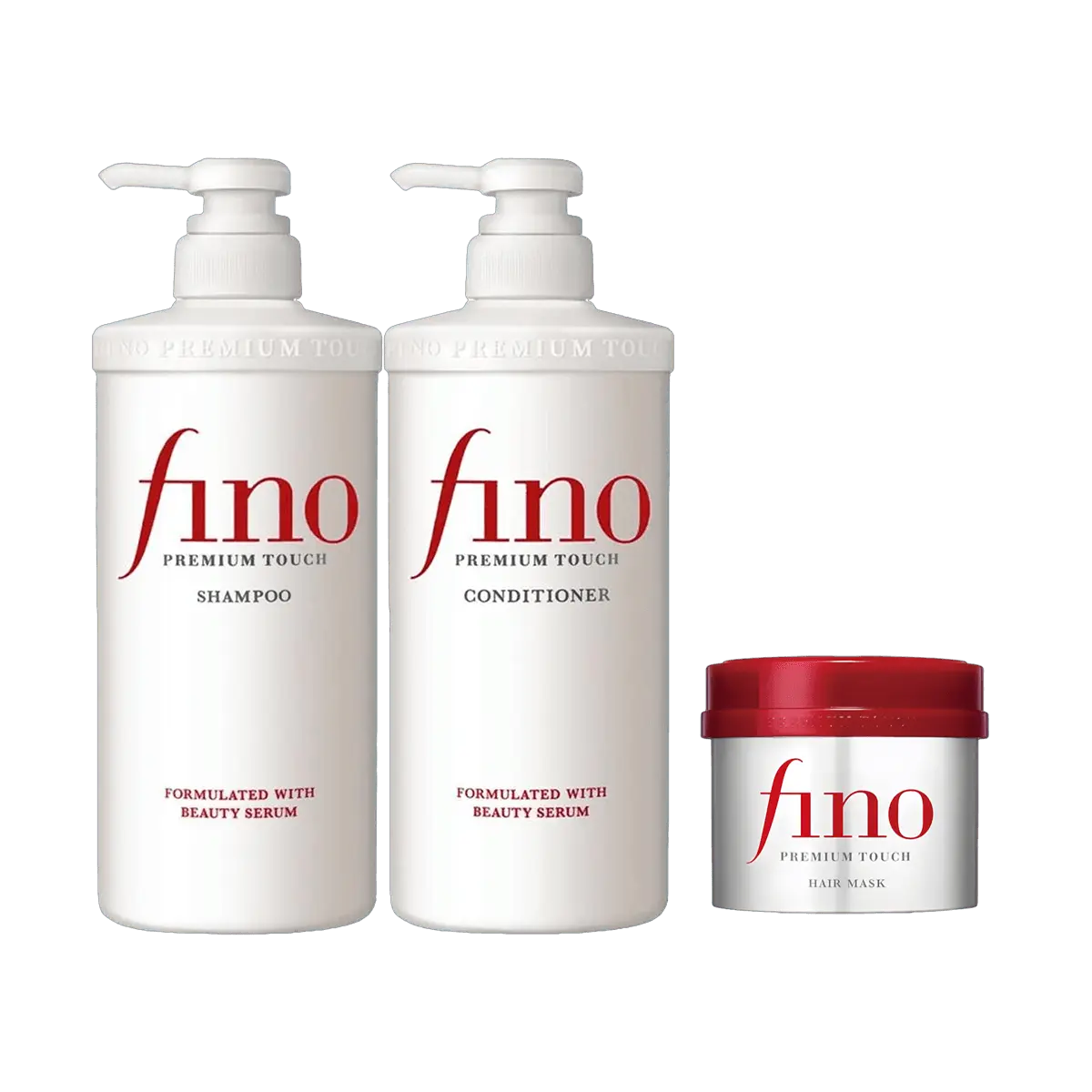 Kit ShiSeido Fino Shampoo, 16.9 fl oz | Conditioner 16.9 fl oz | Hair mask 8.11 oz - for Damaged Care Deeply Nourish Made in Japan