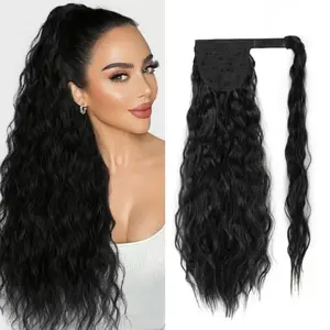 Long Corn Wave Ponytail Extension Curly Wrap Around Clip on Ponytails for Women Heat Resistant Synthetic Clip in Pony Tails Hair Extensions for Daily Party Use (22 Inch) outdoorfun