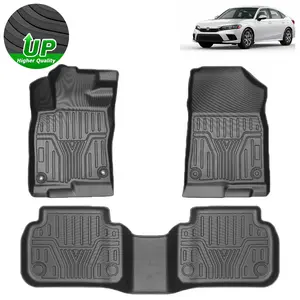 Civic Floor Mats - Floor Liner for Honda Civic 2022-2026 Sedan Hatchback Si (Include Sport, Not for Hybrid) & Acura Integra 2023-2026 Accessories (Fit 2nd Row Has or No USB Port)