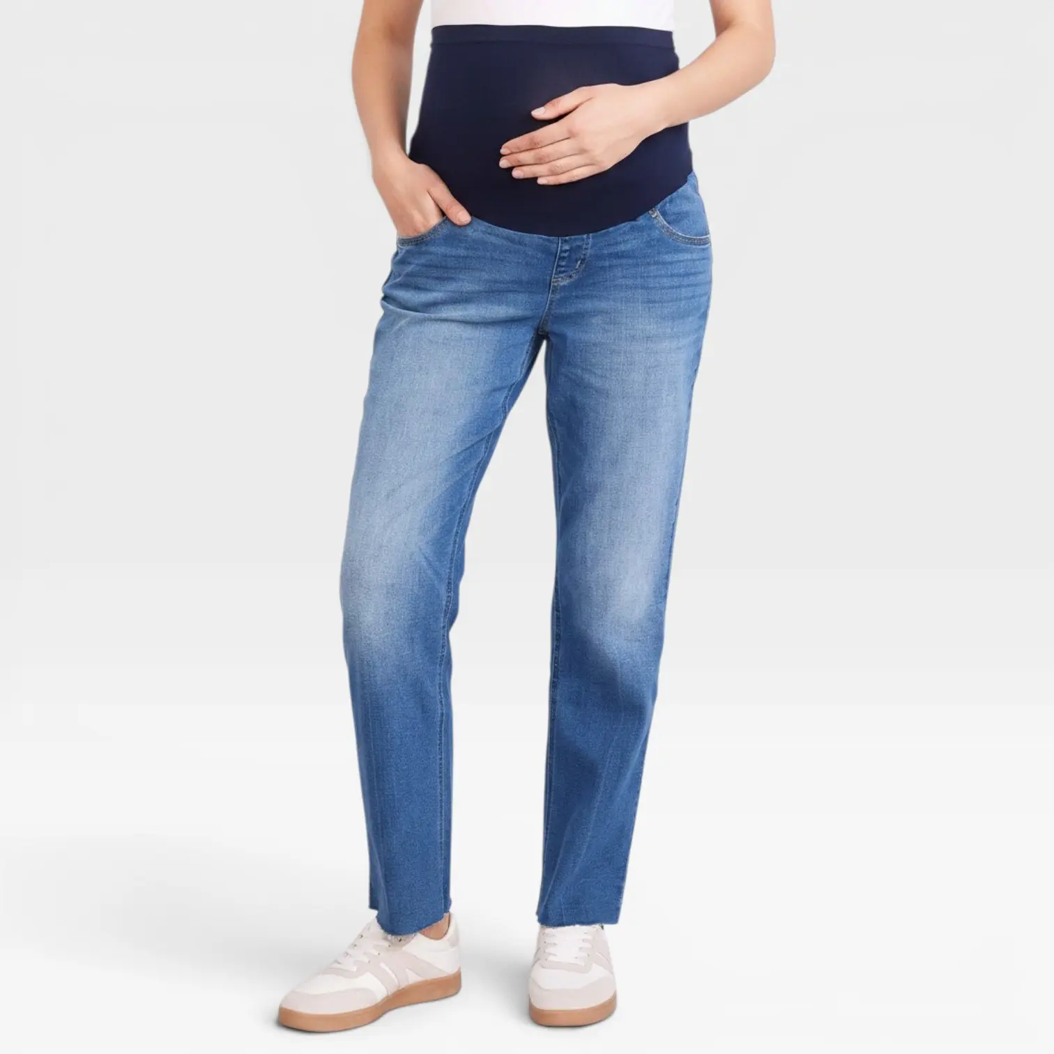 Motherhood Maternity Women's Secret Fit Over-the-Belly Stretch Straight Leg Denim Jeans, Maternity Clothing
