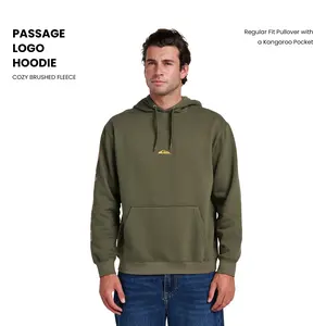 Quiksilver | Passage Logo Hoodie | Cozy Brushed Fleece | Regular Fit Pullover with a Kangaroo Pocket | Spring/Fall | Top