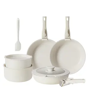12 Pcs Pots and Pans Set, Granite Nonstick Cookware Sets Detachable Handle, Stackable Induction Kitchen Cooking Set, Stain & Scratch-resistant