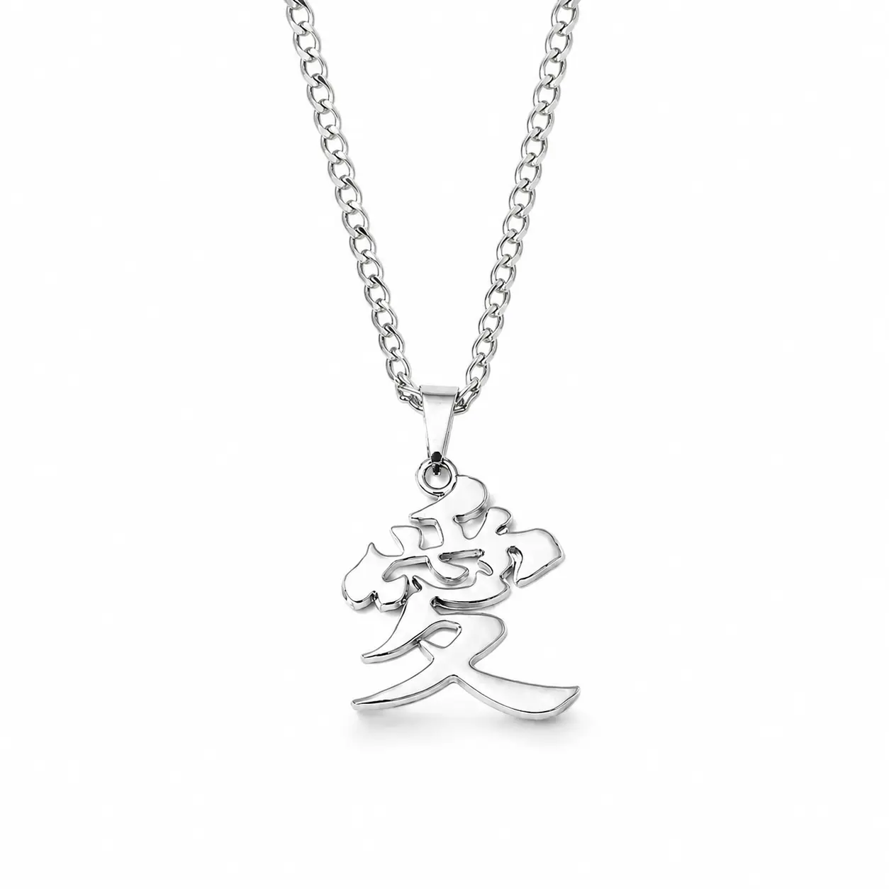 Gaara Love Kanji Necklace, Stainless Steel Anime Pendant, Streetwear Jewelry for Men, Non Tarnish Cosplay Accessories, Gift for Fans, Men's Accessories, Non Tarnish Jewelry, Funky Unique Accessories