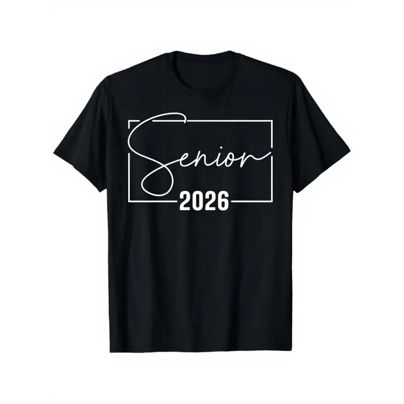 Men's Class of 2026 Graduation T-Shirt - Senior Year Bold Senior/2026 Print & Numbered Design - Soft Cotton Muscle Fit Short Sleeve Crewneck - Commencement Gift for High School & College Graduates (Black)