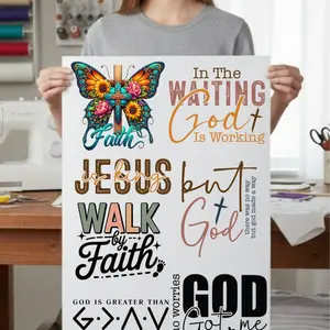 Pre-Designed DTF Transfer Sheets | 22x60 Ready-to-Press Heat Transfers | Faith Designs Shortsleeve
