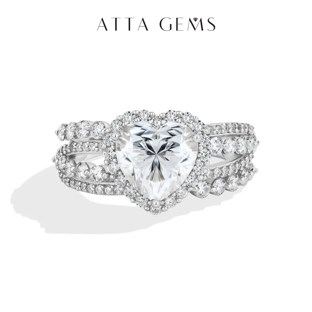 ATTAGEMS Romantic 3CT Heart Shape Lab-Created Moissanite Ring for Women 925 Sterling Silver Ring Party Proposal Engagement Wedding Ring Valentine's Day Gift Fine Jewelry R354, Elegant Engagement Ring, Heart Design Ring summerwins,summerwins
