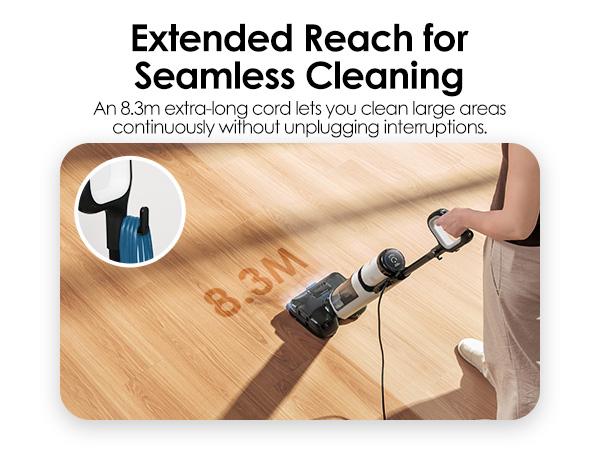 Tineco FLOOR ONE S6 Stretch Steam Corded Wet Dry Vacuum Steam Mop All-in-One, Tineco BoostSteam, 320℉ High-temp Steam Cleaning, 180° Lay-Flat, Anti-Tangle Design, FlashDry Self-cleaning