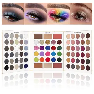 Eyeshadow Makeup Palette, Matte Black Grey Silver Smokey Goth Eye Shadows+Chunky Pressed Glitters+Bright Colorful Neon Shades+Rosy Rusty Neutrals for Every Day