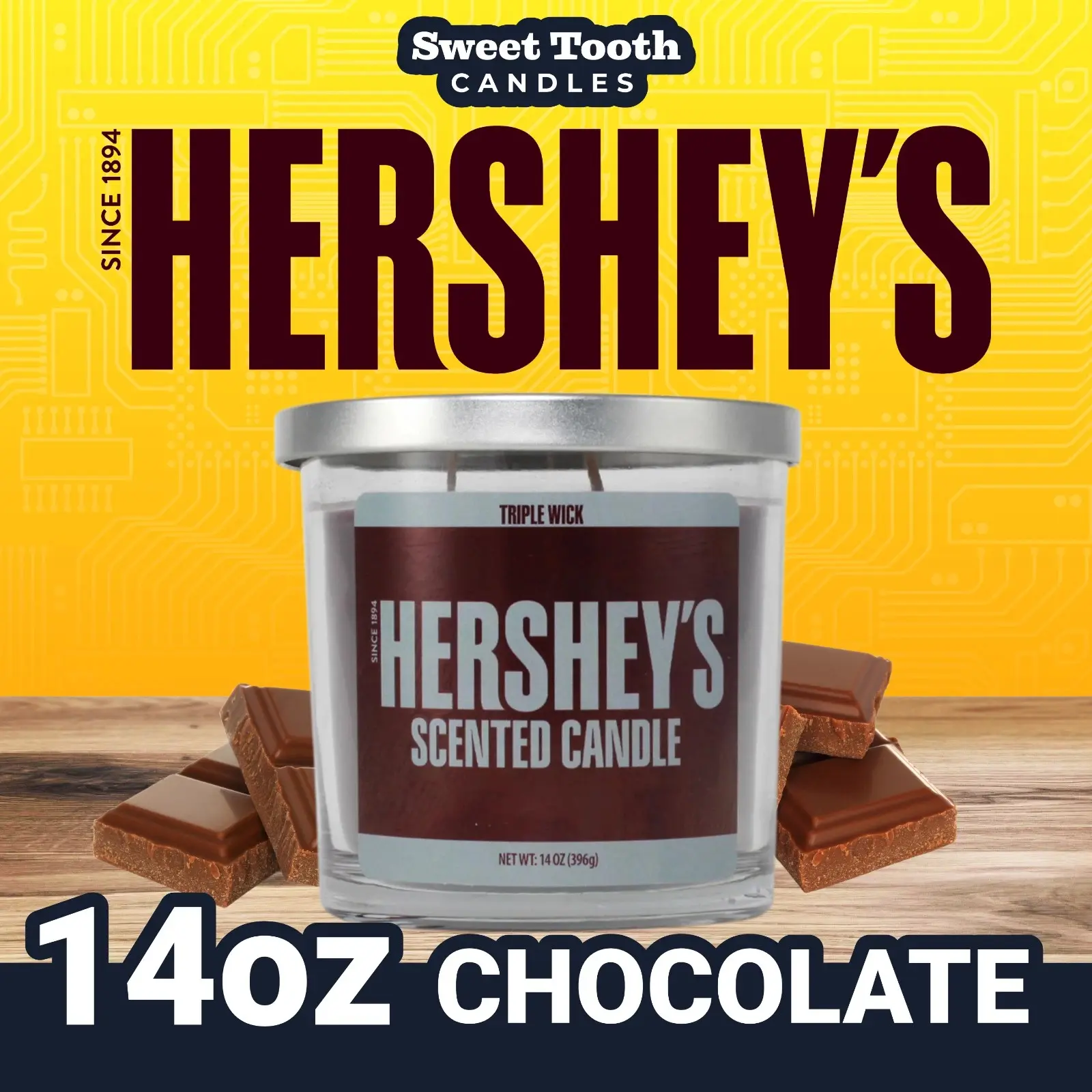 Hershey's Chocolate Scented Triple Wick Candle 14OZ