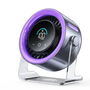 Desktop Fan Silent Portable Fan Turbo Table Fan Suitable for Office and Bedroom White Noise Fan Air Circulation Fan 100 Speed Settings 120 °   Adjustable Tilt Digital Display Low Noise Rechargeable Battery Wall-Mounted Design Suitable for Home Office Trav