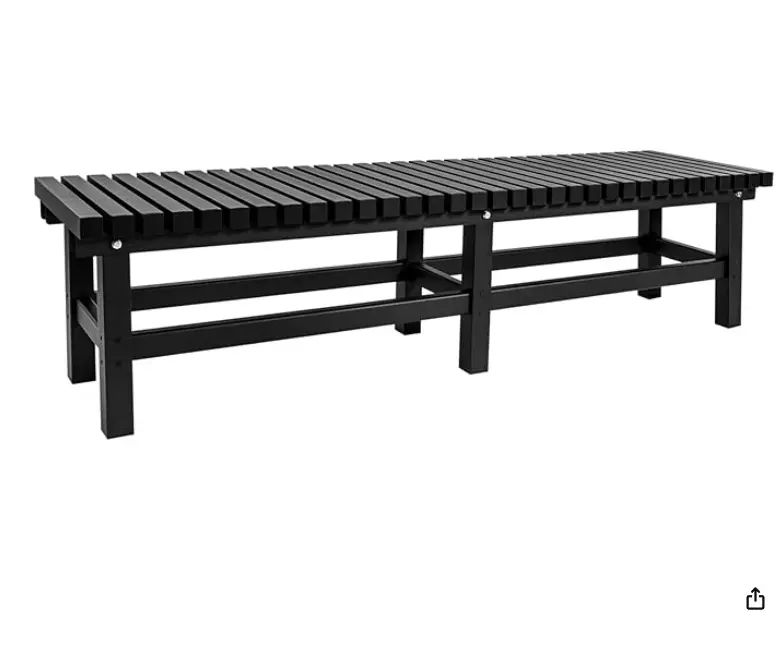 TECSPACE 70 Inches Aluminum Outdoor Weatherproof Bench Backless, 550 LBS Bearing Capacity Garden Porch Bench, Vertical Panel Design, Black