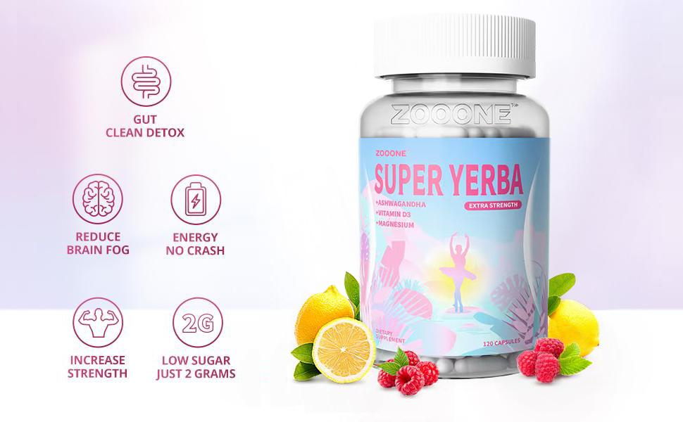 ZOOONE Yerba mate Superblend Clean Natural Energy 120 Capsule Dietary Supplement