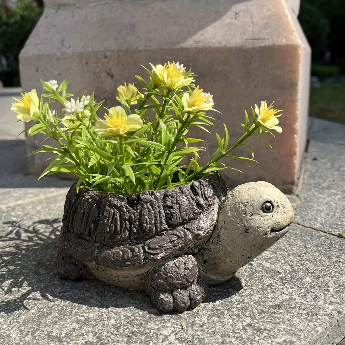 Resin Small Turtle-Shaped Flowerpot Figurines - Unique Pots for Plants, Plant Pots Indoor, Garden Planters for Succulents, Ideal for Indoor Planting & Patio Decor (Home Supplies Statue), Figurine Pot