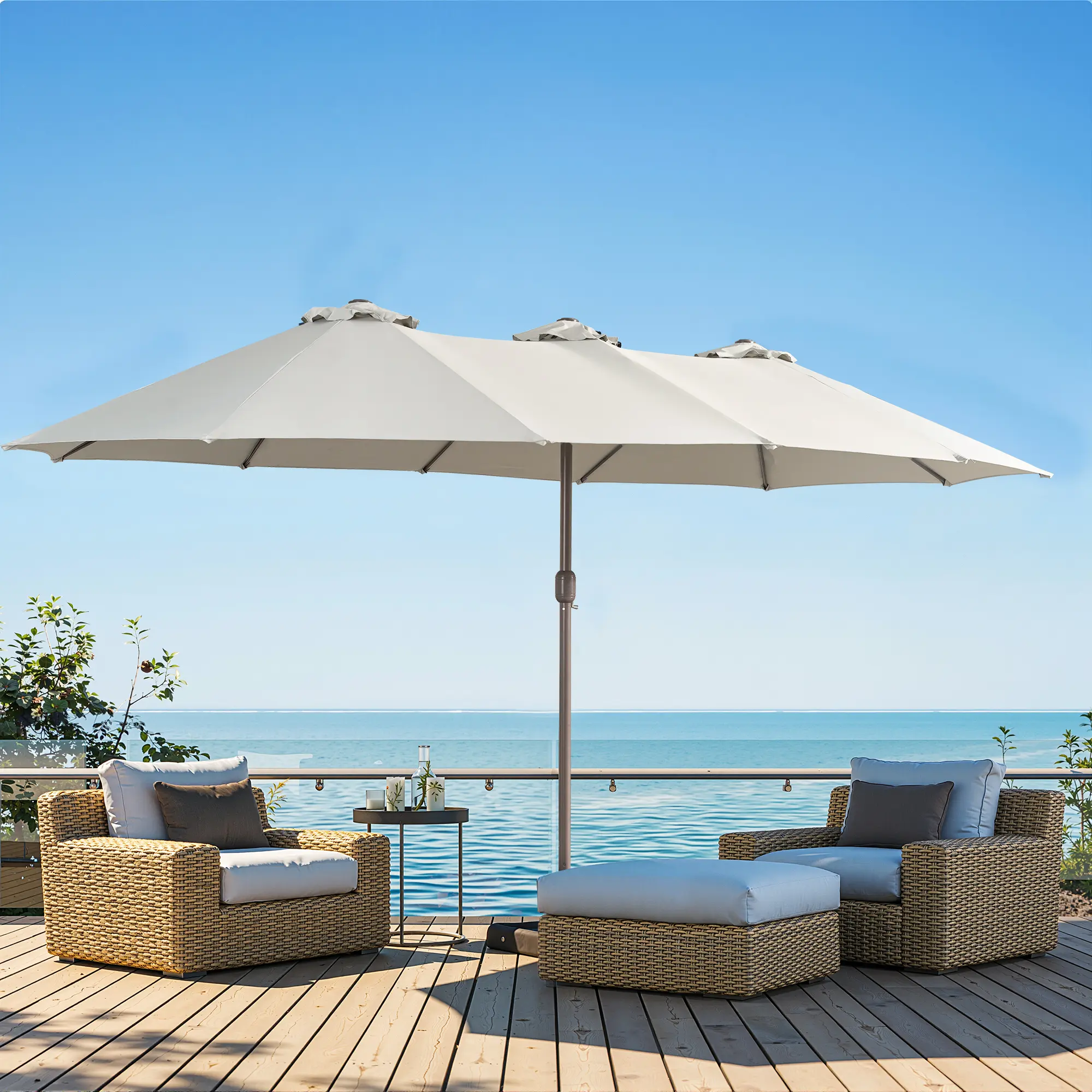 White | Regular Umbrella with Base