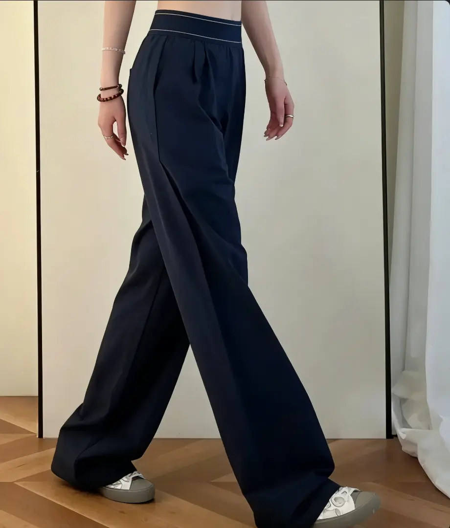 Women's High-Waisted Wide-Leg Pants, Female Plain Casual Sports Bottoms, Stylish Minimalist Comfortable Outdoor Bottoms