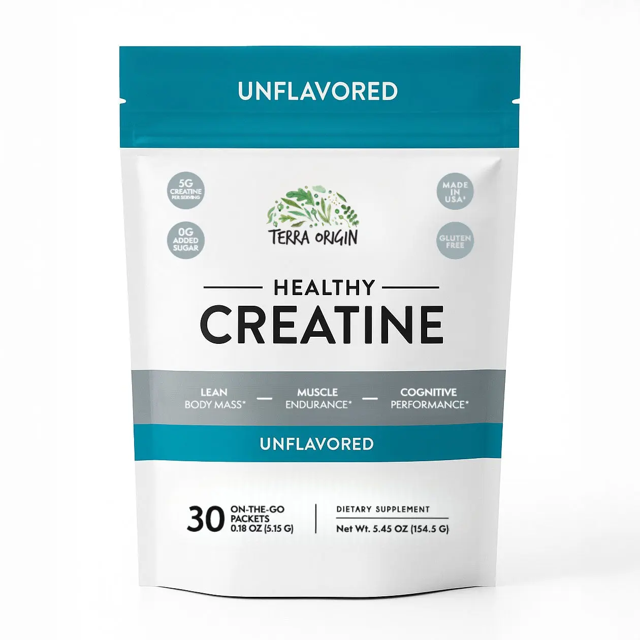 TERRA ORIGIN Healthy Creatine Micronized Monohydrate Powder | 30 Stick Packs | Support for Muscle and Cognitive Performance* Convenience Unflavored