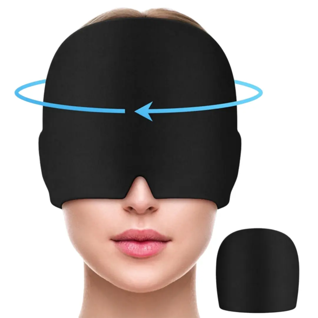 LMMAKE Migraine Relief Cap Headache Relief Cap Hat Ice Pack Wrap for Migraines Tension Stress Relief Adjustable Soft Gel Design Portable Reusable Cold or Hot Therapy