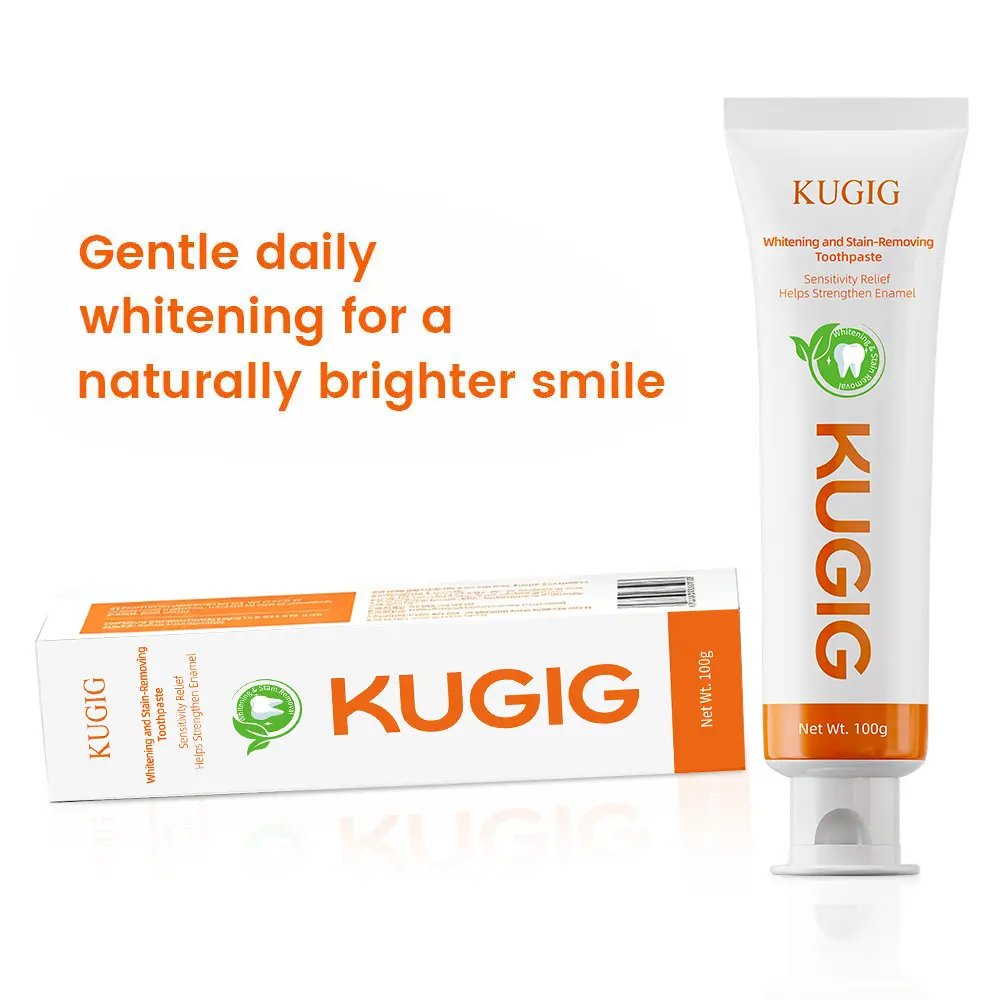 KUGIG Fluoride-Free Toothpaste for Teeth Whitening & Sensitivity Relief, Soothing Minty Formula for Gum Health, 100g Oral Care Supplies, White Teeth Whitening, Non Fluoride Teeth Whitening