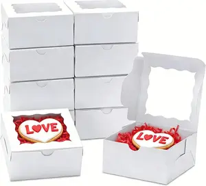 40 Pack Cookie Boxes 4X4X2 Inch Bakery Boxes with Window Treat Box Chocolate Covered Strawberries Box for Christmas Valentine'S Mother'S Day JOHOPACK