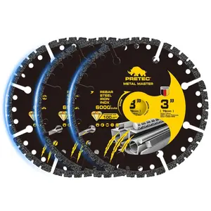 Diamond Cut Off Wheels 3 Inch, Angle Grinder Cutting Disc with 3/8" Arbor, Die Grinder 3 Cut Off Wheels with 6000+ Cuts on Rebar, Steel, Iron and INOX (3 Pack)