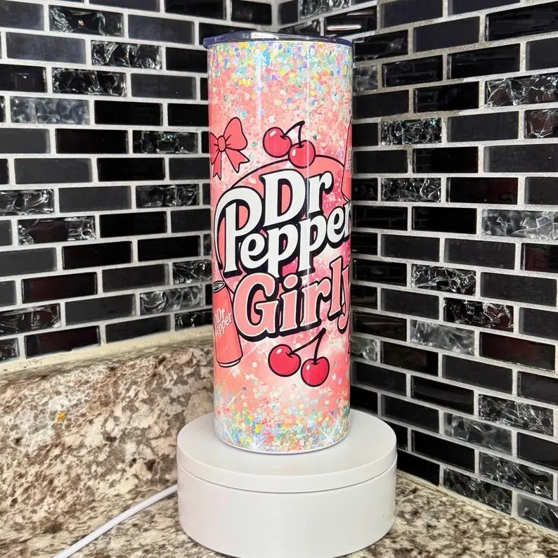 Cherry Soda Inspired Girly 20oz Stainless Steel Tumbler with Lid