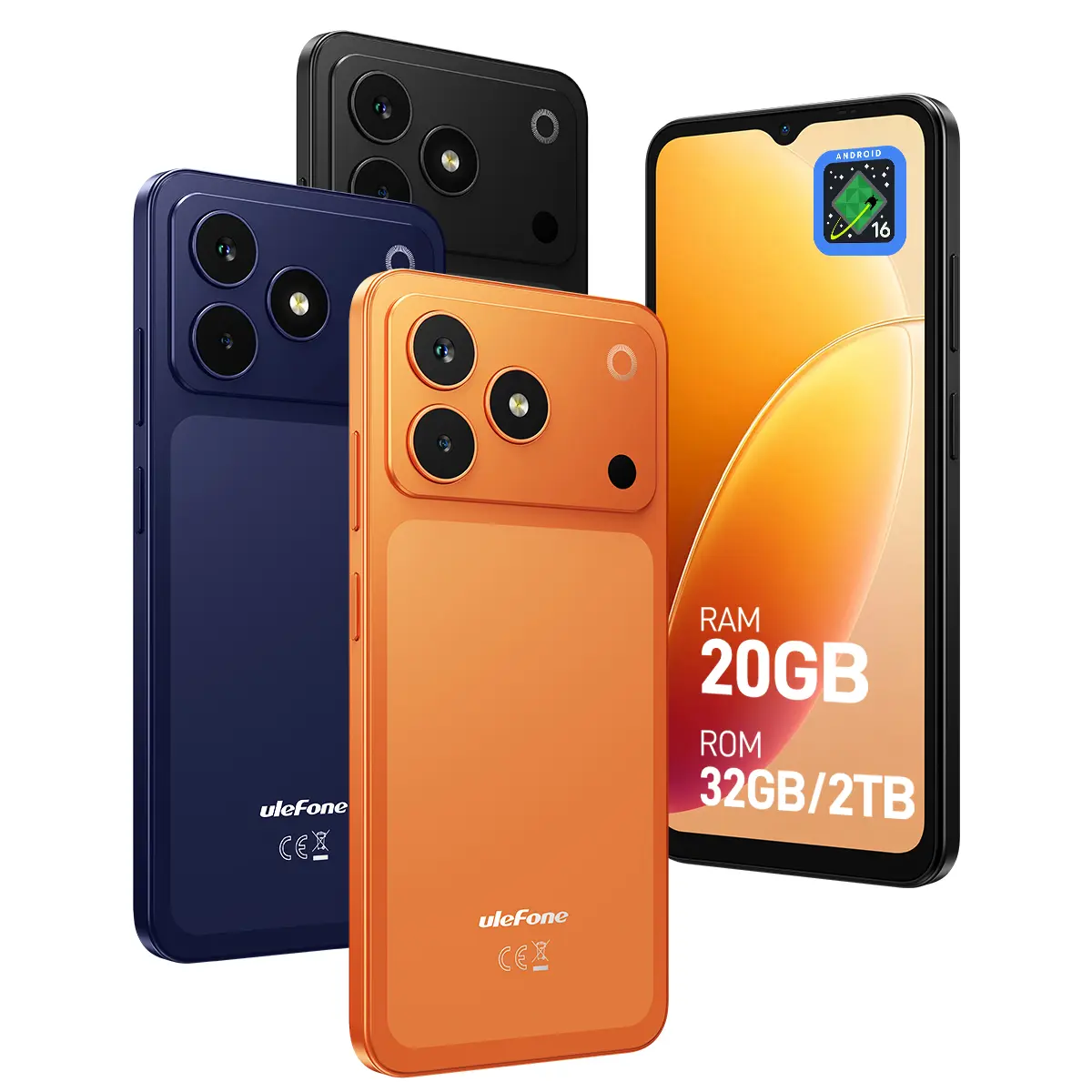 Ulefone Note 23 SIM-Free & Unlocked Mobile Phones Android 16 Go, 4G Dual SIM, 6.56" Display, 20GB+32GB (2TB Expand), 5000mAh, 3-Card Slot, One Phone Case