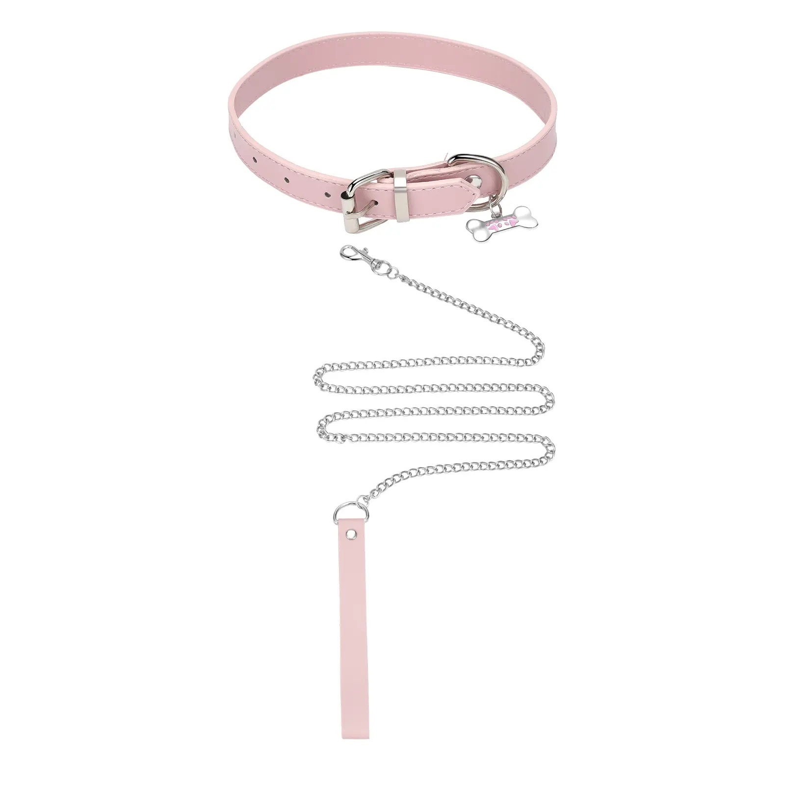 OIDEA Women's Punk Leather Choker Necklace - Adjustable PU Leather Collar with Bone Pendant & Chain Leash, Gothic Costume Jewelry, Funky Unique Punk Accessories, Womens Gifts for Women, Synthetic, Bone Charm, Accessories Adults, Quirky Gifts, Gothic Punk,