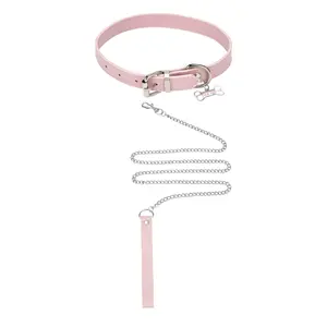 OIDEA Punk Leather Choker Necklace - Adjustable PU Leather Collar with Bone Pendant, Chain Leash, Gothic Fashion Jewelry for Women summerwins