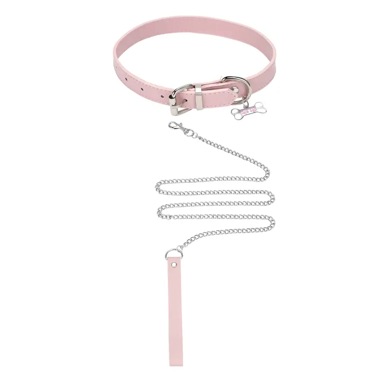 OIDEA Women's Punk PU Leather Adjustable Fit Choker Necklace - 4oz Collar with Alloy Bone Pendant & Chain Leash, Goth Accessories, Costume Jewelry for Alternative Fashion Lovers, Party Wear, Gifts Adults, Girlfriend Gifts, Accessories Adults