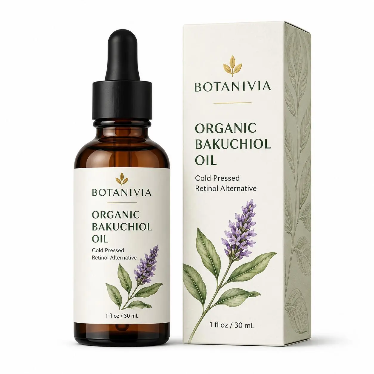 Organic Bakuchiol Oil, Cold Pressed Retinol Alternative Face Serum, Anti-Aging Facial Oil for Fine Lines, Wrinkles, Smooth & Radiant Skin, Lightweight Moisturizing Oil, 1 fl oz