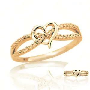 14k gold-plated heart-shaped ring with gemstone, elegant, suitable for women to wear daily, to parties, or as a gift.
