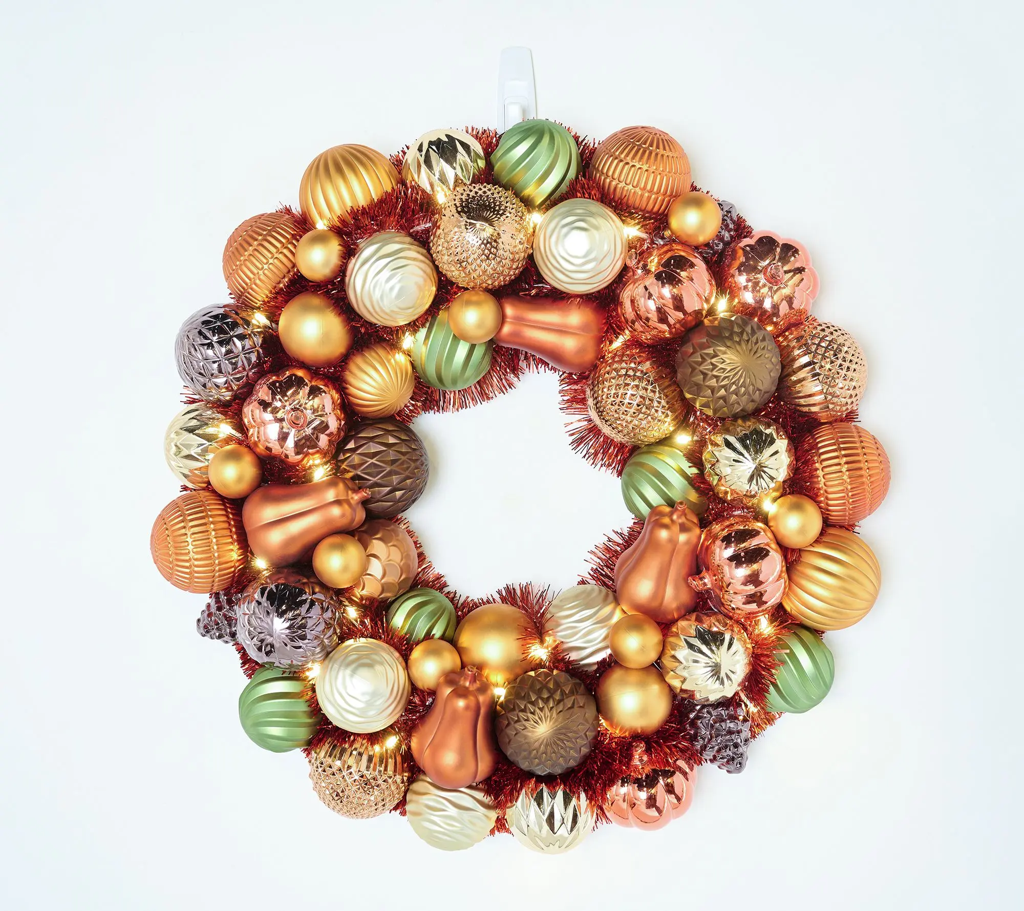 Hay & Harvest 22" Lit Shatterproof Ornament Wreath
