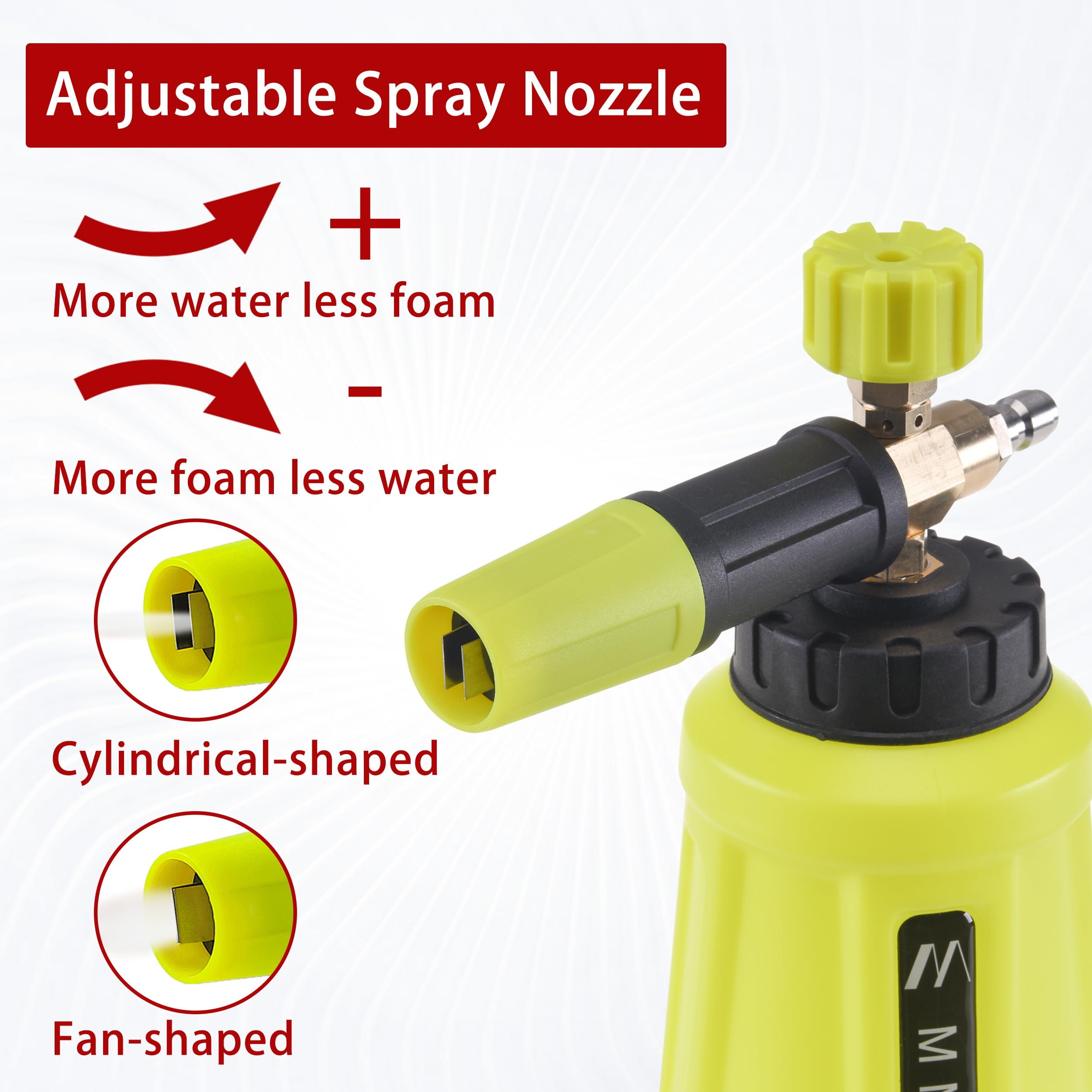 M MINGLE High Pressure Washer Gun Snow Foam Lance 4000 PSI Cannon Foam Blaster Power Washer with 1/4" Quick Connector Car Wash Foam Cannon Kit 5 Nozzle Tips 1 Liter,Christmas gifts M MINGLE High Pressure Washer Gun Snow Foam Lance 4000 PSI Cannon Foam Blaster Power Washer with 1/4" Quick Connector Car Wash Foam Cannon Kit 5 Nozzle Tips 1 Liter,Christmas gifts