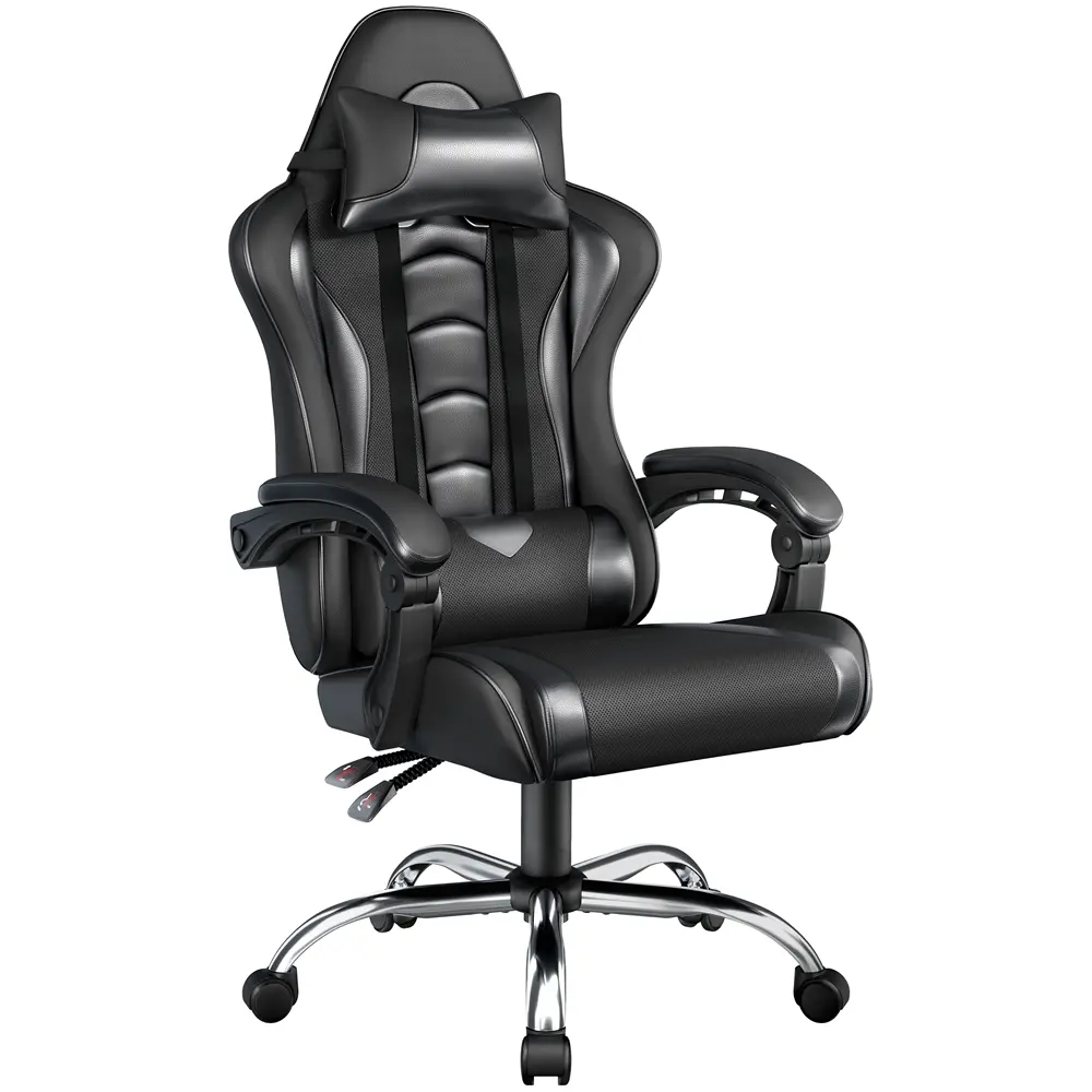 Yaheetech Gaming Chair, Computer Office Chair with Headrest and Massage Lumbar Support, Height Adjustable Ergonomic Chairs with Swivel Seat tiktokshopbacktoschool