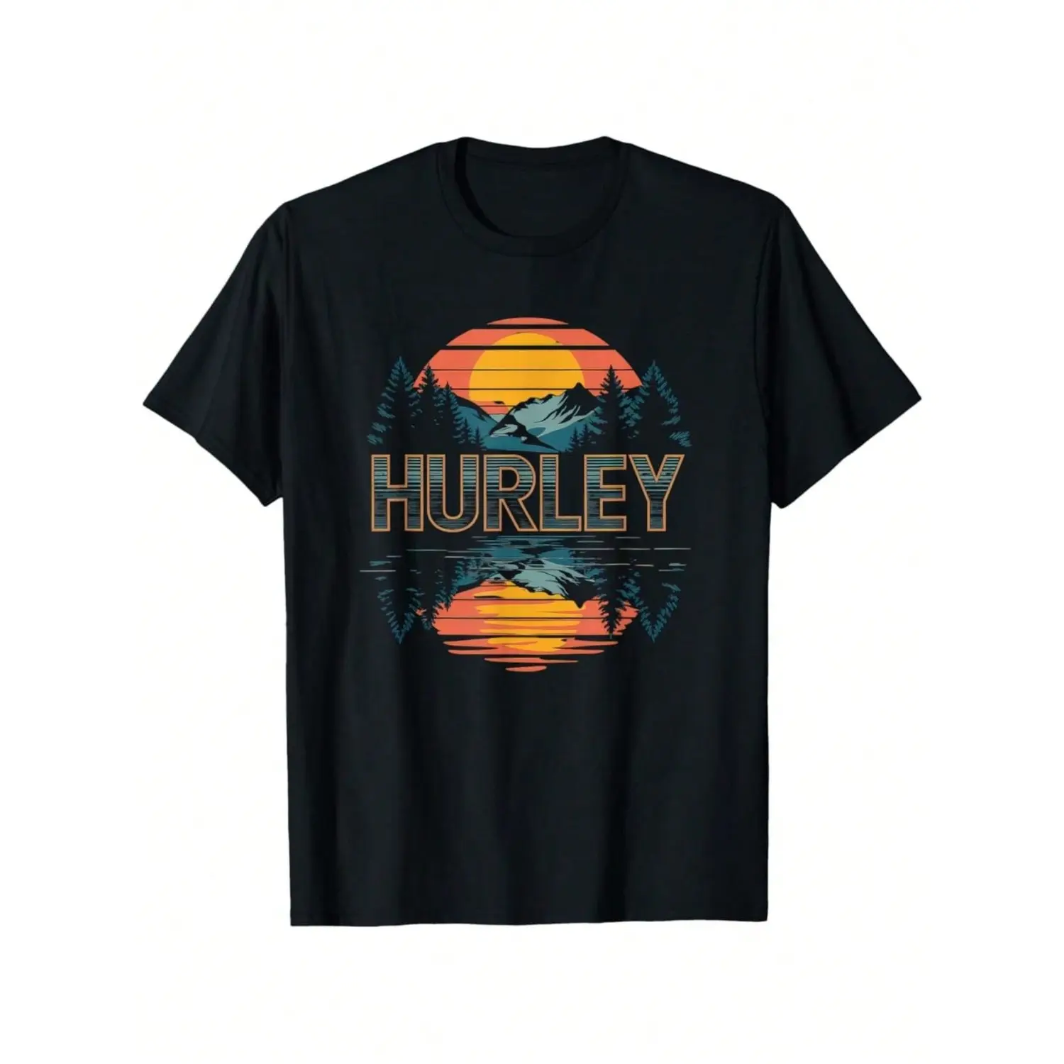 Men's Sunset Mountain Graphic T-Shirt - Cotton Short-Sleeve Crew Neck Menswear Top, Breathable Comfort Fit for Casual Outdoor Wear, Machine Washable, Available in 3XL,4XL,5XL, Line Dry Compatible