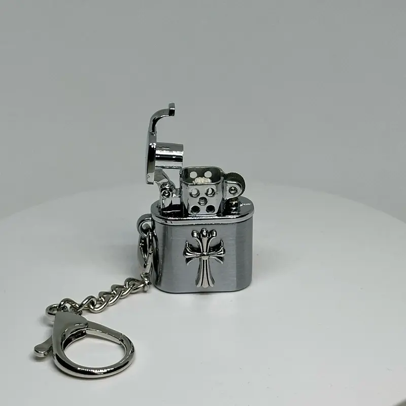 Chrome Gothic Refillable Lighter Keychain – Cross, Dagger & Bling Style Pocket Lighter