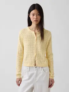 Gap Women's 100% Cotton Pointelle Crop Cardigan