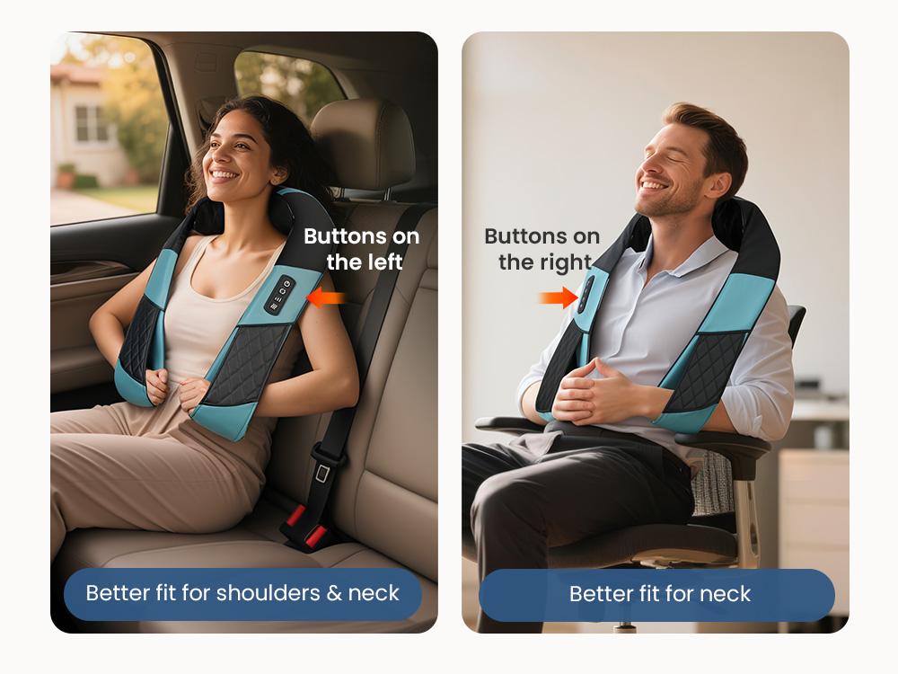 Comfier Cordless 4D Neck & Shoulder Massager with Heat, Wireless Deep Tissue Back Massager for Pain Relief, Hands-Free Massage Pillow Shiatsu, Gift for Women Men Mom Dad Therapy Adjustable Durable Handy Plug Storage Cf-6302U